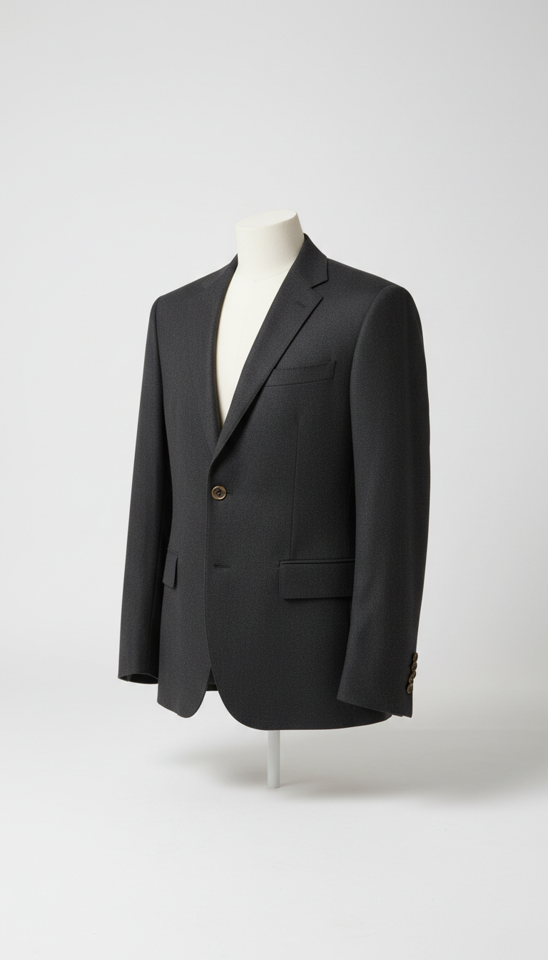 Charcoal Wool Tailored Blazer