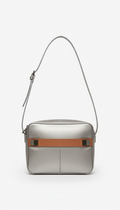 Urban Silver Minimalist Leather Crossbody Bag