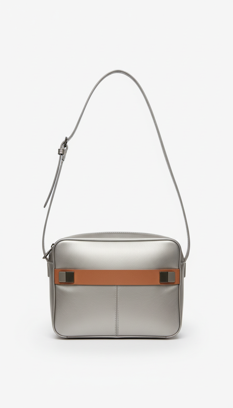 Urban Silver Minimalist Leather Crossbody Bag